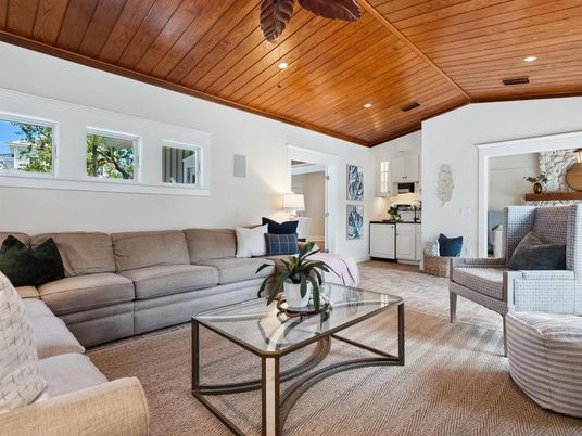 Interior, Living room, Recessed Lighting, Wooden Ceilings