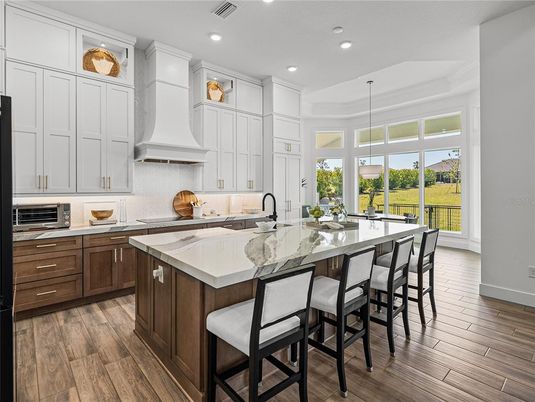 Interior, Kitchen, Pendant Lights, Recessed Lighting, Wood Texture Flooring