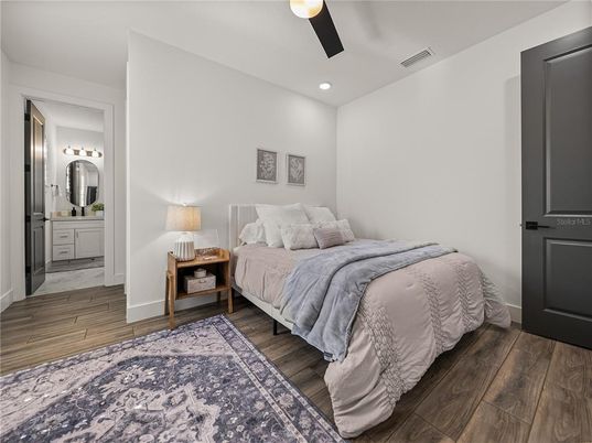 Bathroom, Bedroom, Interior, Recessed Lighting, Wood Texture Flooring