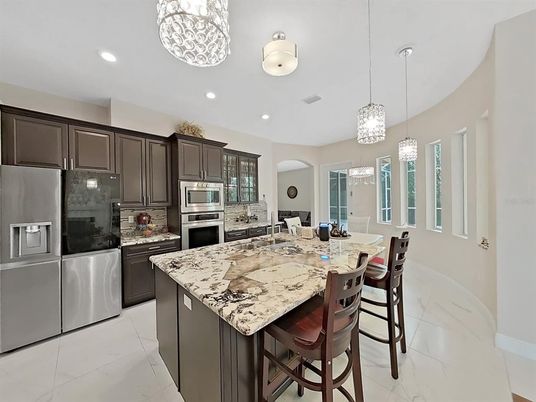 Dining room, Interior, Kitchen, Pendant Lights, Recessed Lighting, Stainless Steel Appliances