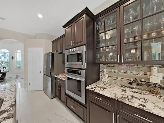 Interior, Kitchen, Marble, Recessed Lighting, Stainless Steel Appliances