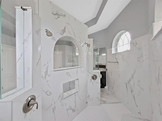 Bathroom, Glass Shower, Interior, Marble, Marble Walls