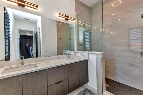 Bathroom, Dual Sink Vanities, Glass Shower, Interior