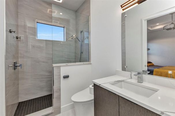 Bathroom, Glass Shower, Interior, Recessed Lighting
