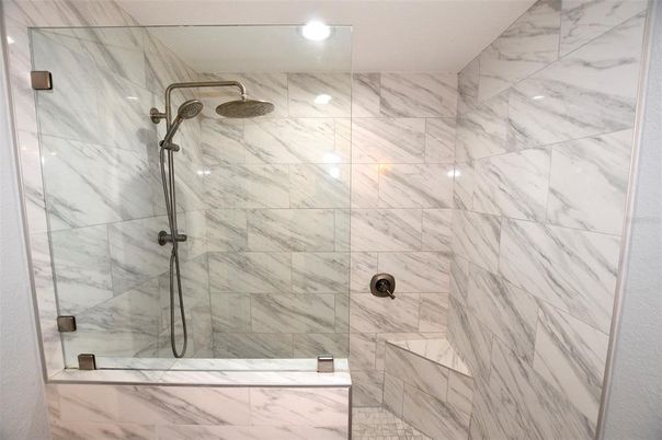 Bathroom, Glass Shower, Interior, Marble Walls