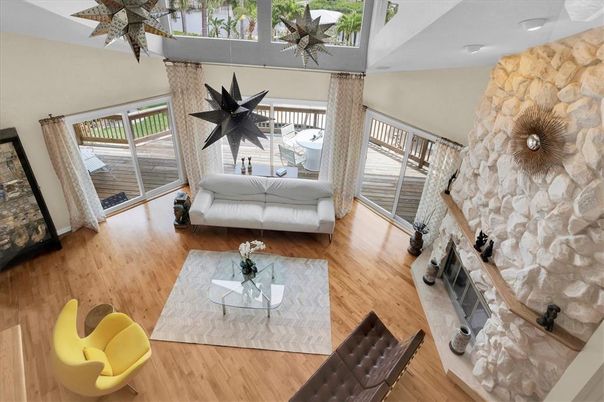 Fireplace, Interior, Living room, Stone Walls, Wood Texture Flooring