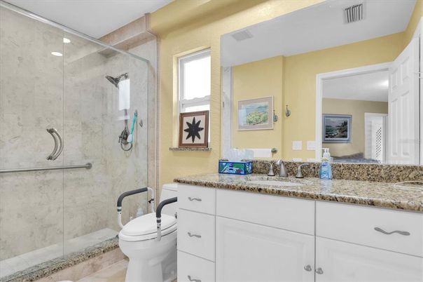 Bathroom, Glass Shower, Interior, Recessed Lighting