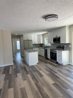 Interior, Kitchen, Stainless Steel Appliances, Wood Texture Flooring