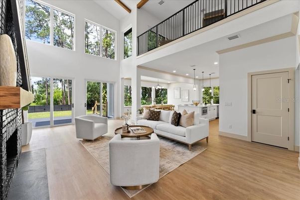 Interior, Kitchen, Living room, Pendant Lights, Recessed Lighting, Wood Texture Flooring