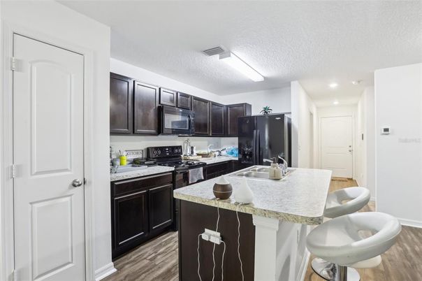 Interior, Kitchen, Recessed Lighting, Wood Texture Flooring