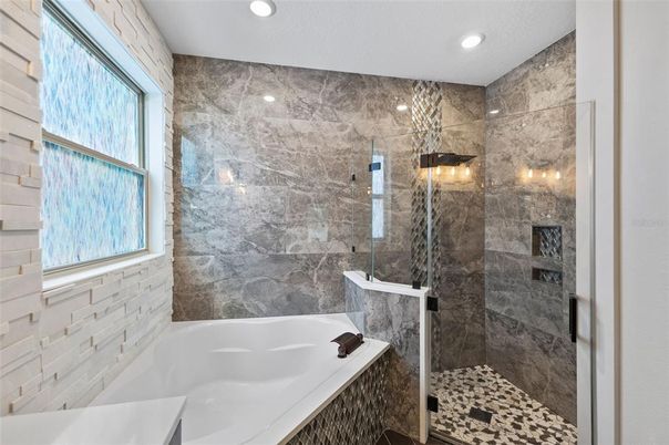 Bathroom, Glass Shower, Interior, Recessed Lighting