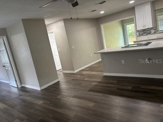 Interior, Kitchen, Recessed Lighting, Wood Texture Flooring