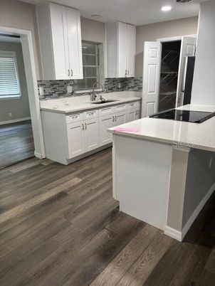 Interior, Kitchen, Recessed Lighting, Wood Texture Flooring