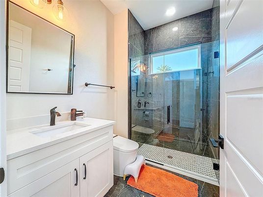 Bathroom, Glass Shower, Interior, Recessed Lighting