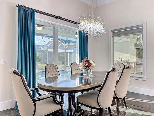 Chandelier, Dining room, Interior, Sun Room