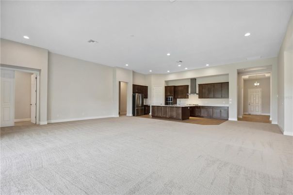 Empty room, Interior, Kitchen, Recessed Lighting, Stainless Steel Appliances
