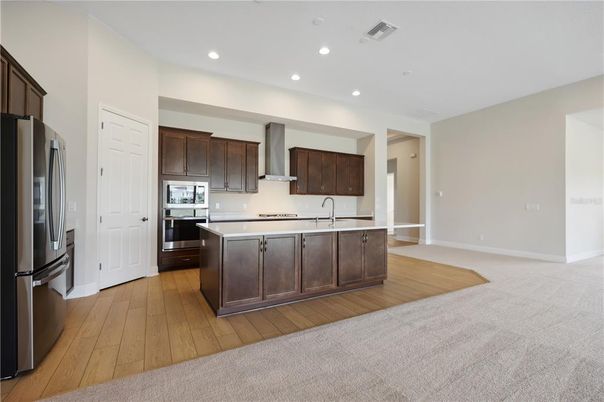 Interior, Kitchen, Recessed Lighting, Wood Texture Flooring
