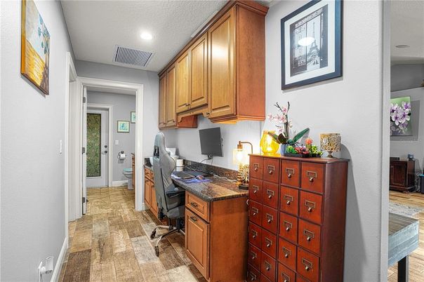 Home Office, Interior, Recessed Lighting, Wood Texture Flooring