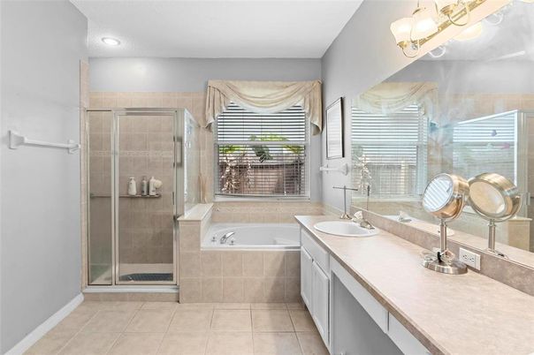 Bathroom, Dual Sink Vanities, Glass Shower, Interior, Recessed Lighting
