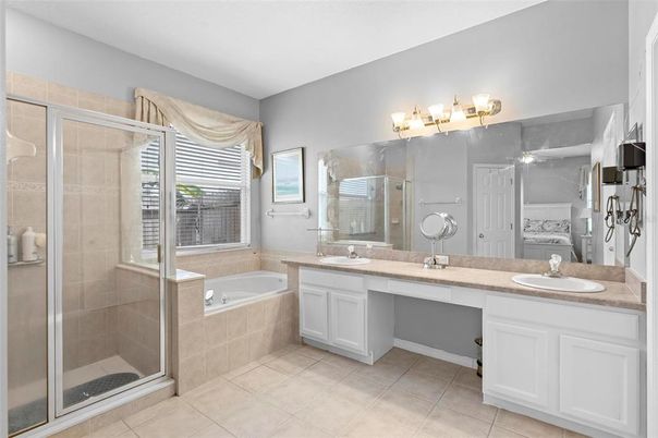 Bathroom, Dual Sink Vanities, Glass Shower, Interior