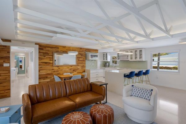 Dining room, Interior, Kitchen, Living room, Pendant Lights, Wooden Walls
