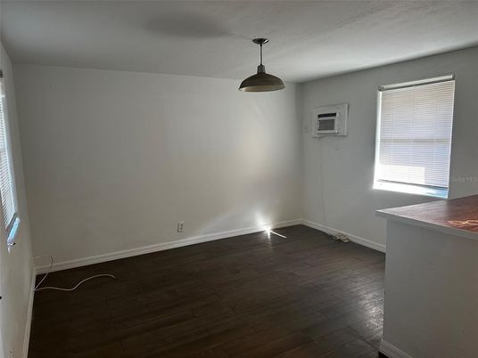 Empty room, Interior, Pendant Lights, Wood Texture Flooring