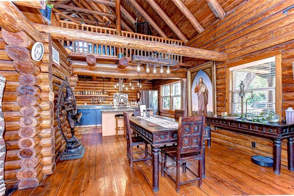 Dining room, Interior, Pendant Lights, Wooden Beams, Wooden Ceilings, Wood Texture Flooring, Wooden Walls