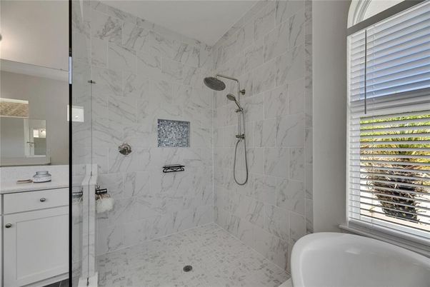 Bathroom, Glass Shower, Interior, Marble Walls