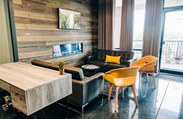 Interior, Living room, Wooden Walls