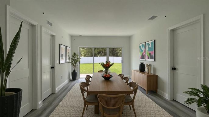 Dining room, Interior, Wood Texture Flooring