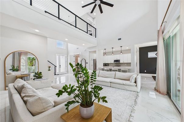 Interior, Kitchen, Living room, Marble, Pendant Lights, Recessed Lighting
