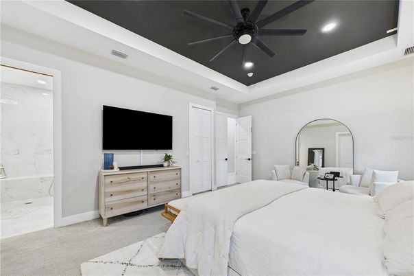 Bedroom, Interior, Marble, Recessed Lighting