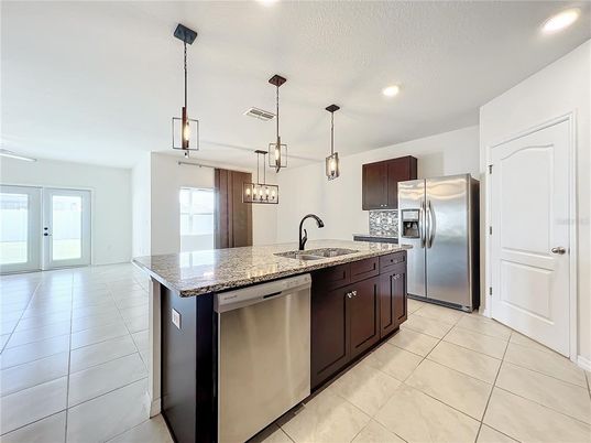 Interior, Kitchen, Pendant Lights, Recessed Lighting, Stainless Steel Appliances