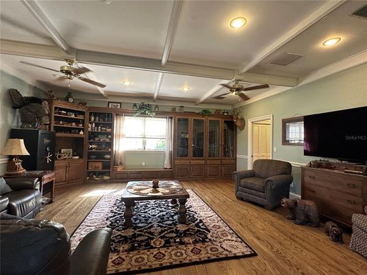 Home Office, Interior, Recessed Lighting, Wood Texture Flooring