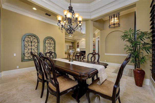 Chandelier, Dining room, Interior, Recessed Lighting