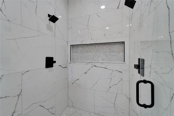 Bathroom, Glass Shower, Interior, Marble Walls