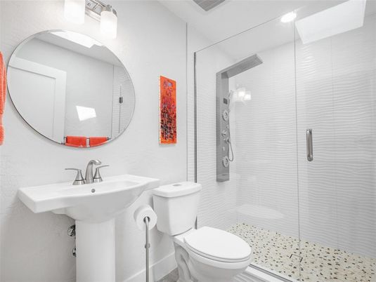 Bathroom, Glass Shower, Interior, Recessed Lighting