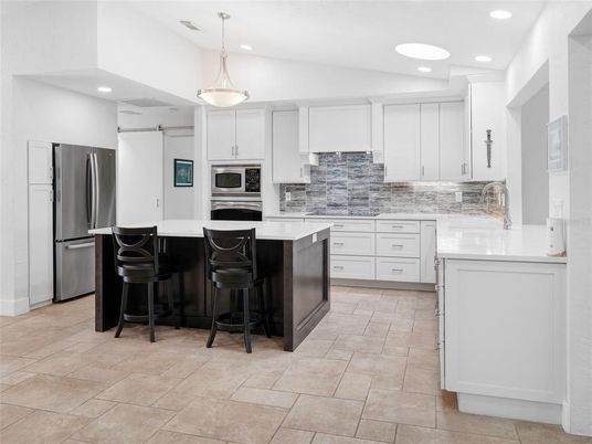 Interior, Kitchen, Pendant Lights, Recessed Lighting, Stainless Steel Appliances