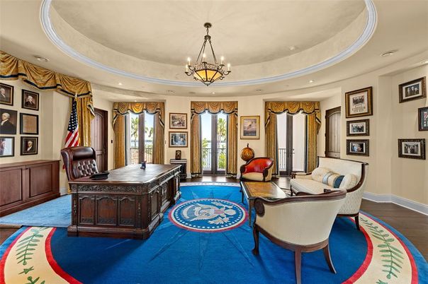 Chandelier, Home Office, Interior, Recessed Lighting, Wood Texture Flooring