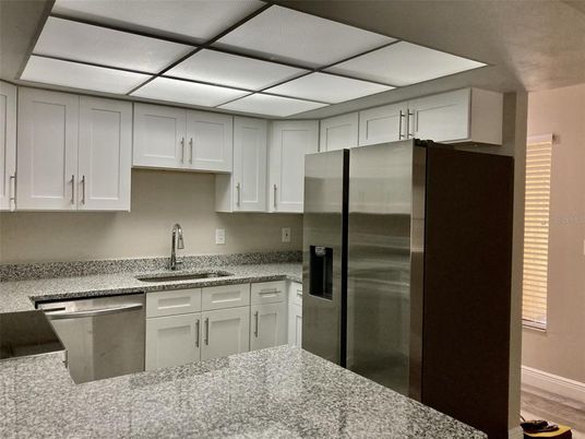 Interior, Kitchen, Stainless Steel Appliances, Wood Texture Flooring