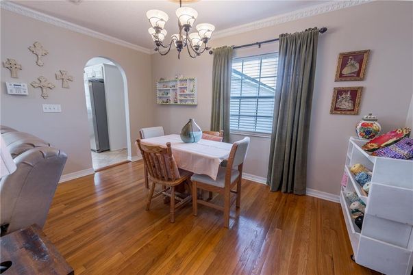 Chandelier, Dining room, Interior, Wood Texture Flooring