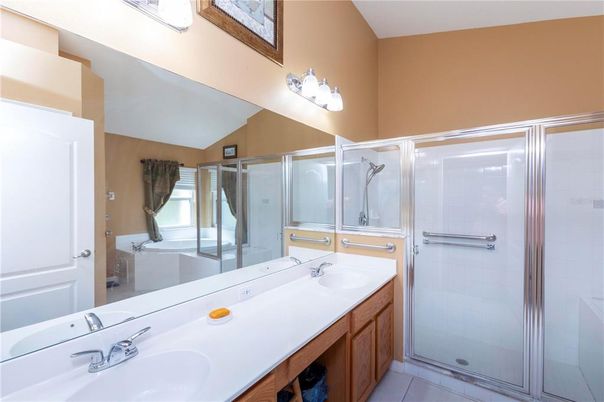Bathroom, Dual Sink Vanities, Glass Shower, Interior