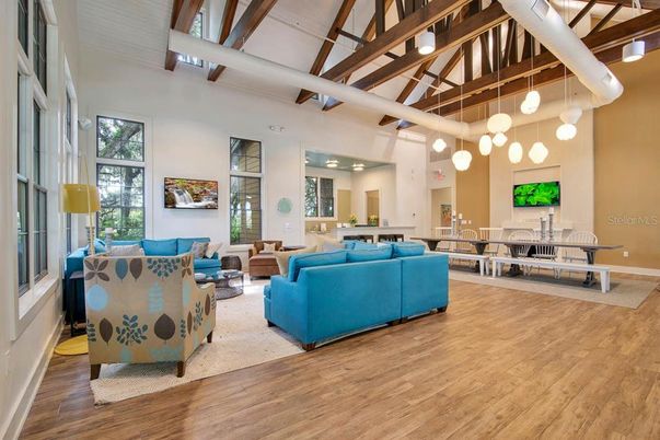 Dining room, Interior, Living room, Pendant Lights, Wooden Beams, Wood Texture Flooring