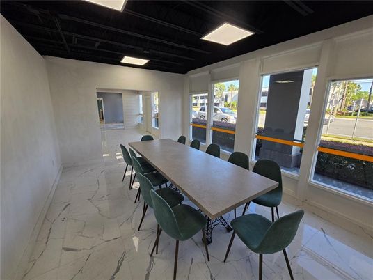 Dining room, Interior, Marble, Recessed Lighting