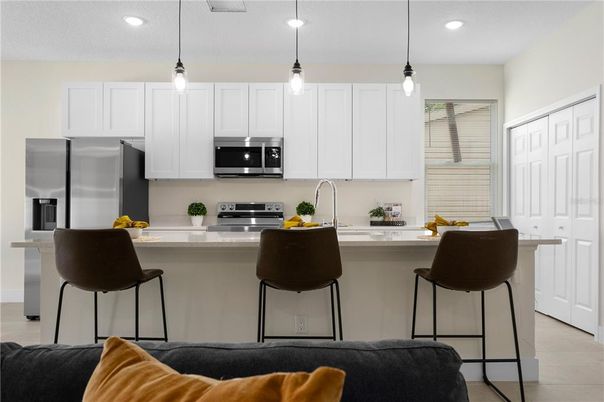 Interior, Kitchen, Pendant Lights, Recessed Lighting, Stainless Steel Appliances