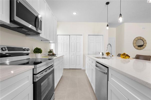 Interior, Kitchen, Pendant Lights, Recessed Lighting, Stainless Steel Appliances