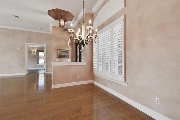 Chandelier, Empty room, Interior, Wood Texture Flooring