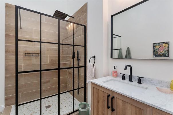 Bathroom, Dual Sink Vanities, Glass Shower, Interior