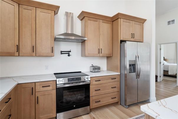 Interior, Kitchen, Stainless Steel Appliances, Wood Texture Flooring