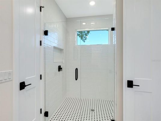 Bathroom, Glass Shower, Interior, Recessed Lighting